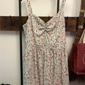 torrid White Floral Mini Dress with Red & Green Print
